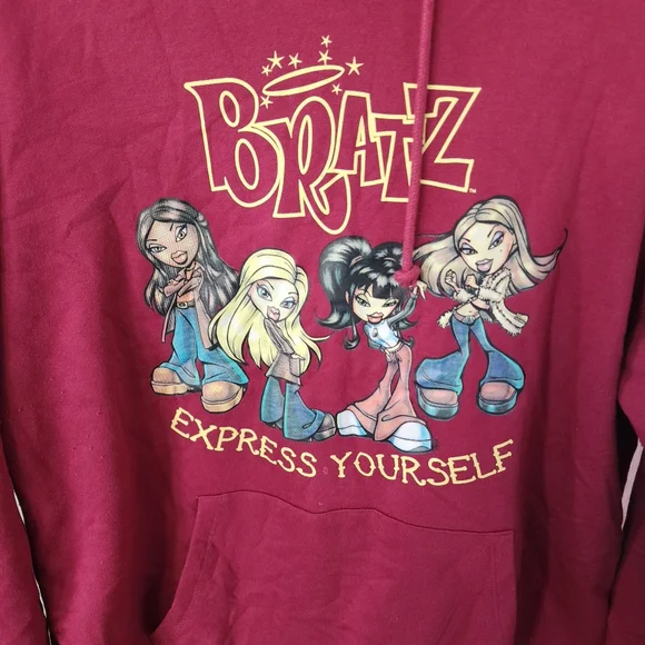 Bratz Hoodie Juniors Express Yourself Maroon/red Size L 11/13 - Picture 2 of 7